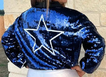 Load image into Gallery viewer, Dallas Cowboys Sparkly Sequin Zip Up Jacket