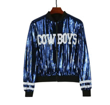 Load image into Gallery viewer, Dallas Cowboys Sparkly Sequin Zip Up Jacket