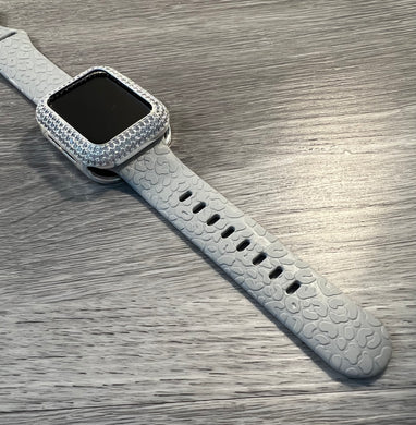 Gray Leopard Engraved 38mm 40mm & 41mm Silicone Apple Watch Bands