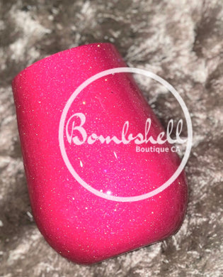 Neon Pink Glitter Wine Tumbler