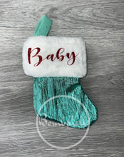 Load image into Gallery viewer, Mini Metallic Aqua Christmas Stocking