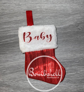 Mini Metallic Red Christmas Stocking