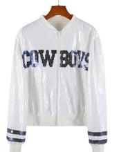 Load image into Gallery viewer, Dallas Cowboys Sparkly Sequin Zip Up Jacket