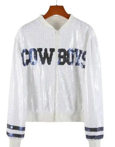 Dallas Cowboys Sparkly Sequin Zip Up Jacket