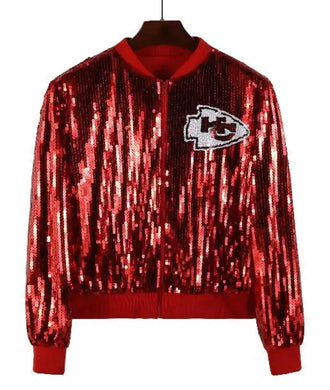 Kansas City Chiefs Sparkly Sequin Zip Up Jacket