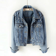 Load image into Gallery viewer, Wifey Pearl Denim Jacket